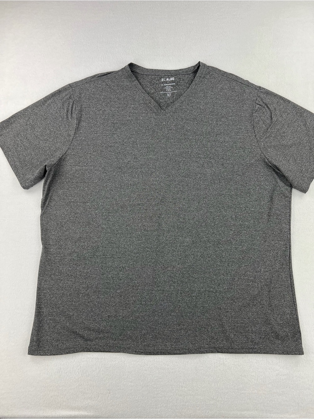 01.Algo Mens Performance V-Neck Short Sleeve T-Shirt Heather Dark Gray Sz 3XLT